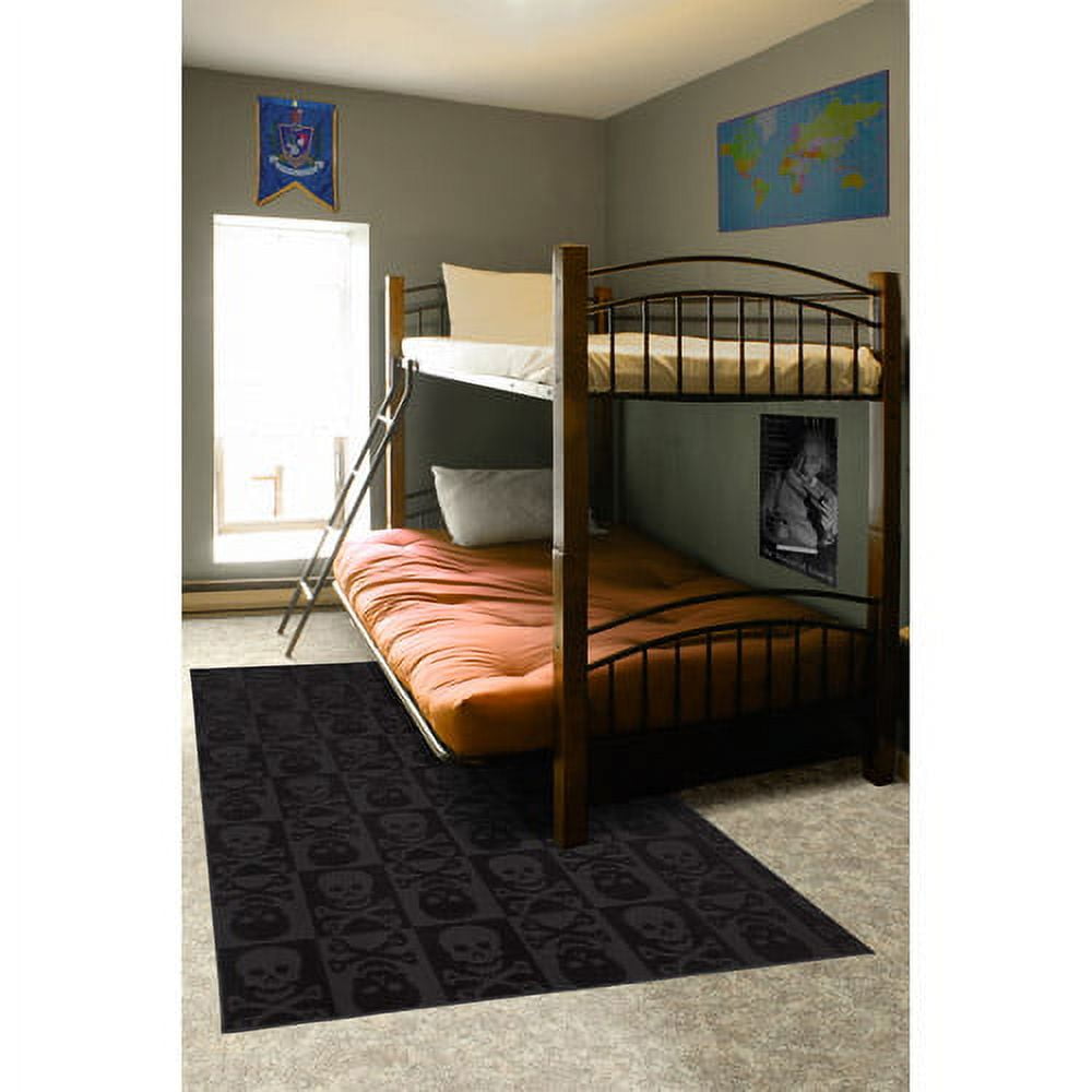 Garland Rug Skulls Black Indoor Area Rug, 5' x 7'