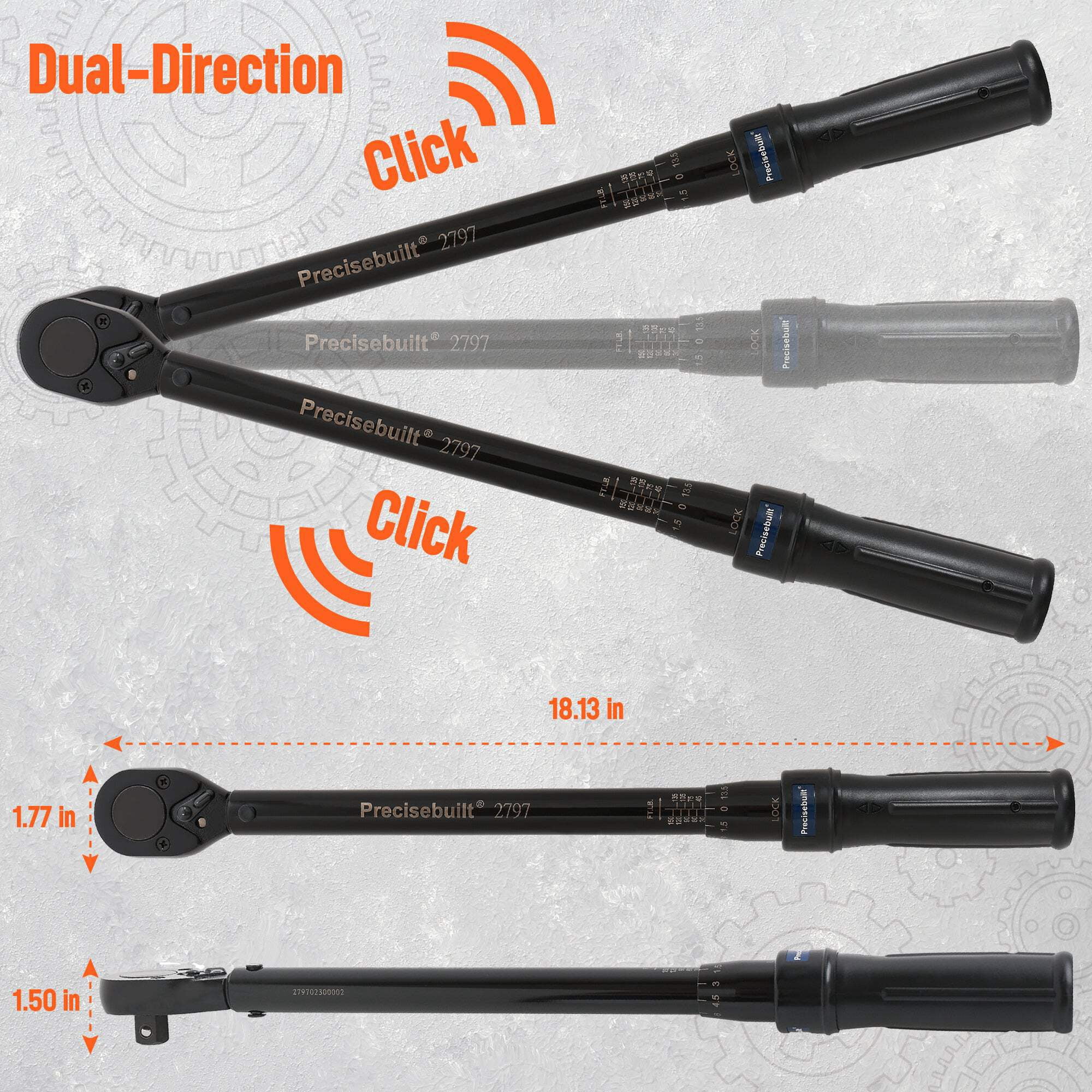 Precisebuilt 1/2" Drive 30-150 ft-lb Click Tech Torque Wrench