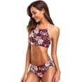 thumbnail image 3 of Dreamtimes Vintage Flowers On Red Swimsuits Padded Bikini Sets Sexy Swimwear for Women, XX-Large, 3 of 7