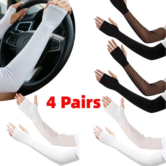 Cooling Arm Sleeves for Men & Women – Breathable, Inner Hollow Mesh, UV Sun Protection, Anti-slip, Driving Cycling Sports Arm Sleeves with Thumb Hole