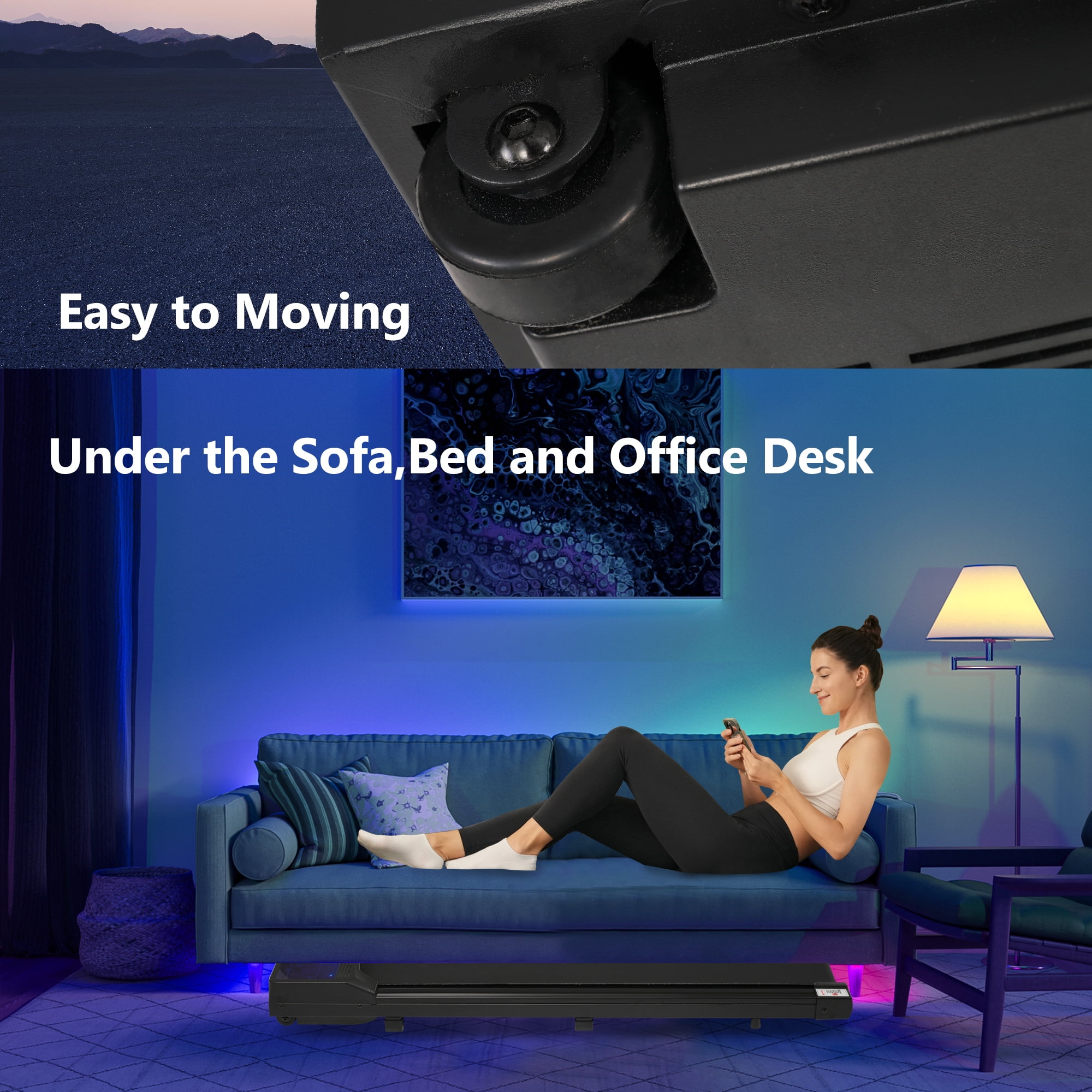 Euroco 265 LBS Compact Walking Pad Treadmill,2.5 HP Quiet Under Desk Walking Treadmill with Incline,Wristband Remote for Home Office Small Spaces