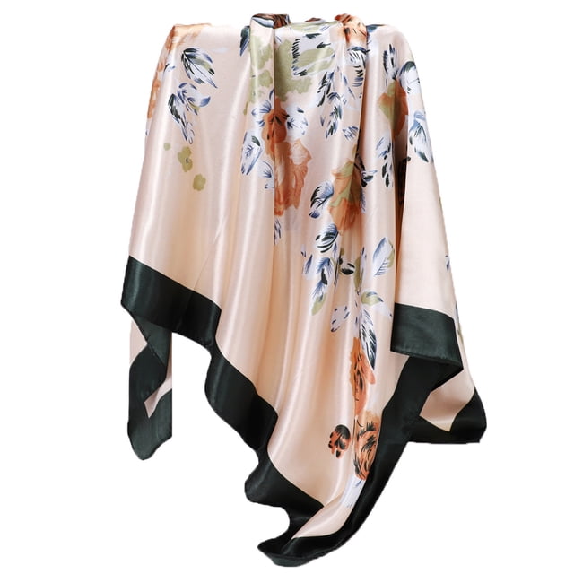 Bufandas Bufanda pequeña para mujer Bufanda de seda Literatura y temperamento Flores y pétalos Pañuelo para el cabello Bufanda decorativa para mujer