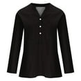 thumbnail image 3 of WXLWZYWL Long Sleeve Shirts For Women Clearance Plus Size Women'S Summer Casual Long Sleeve Blouse V Neck Solid Tops T-Shirt Black, 3 of 4