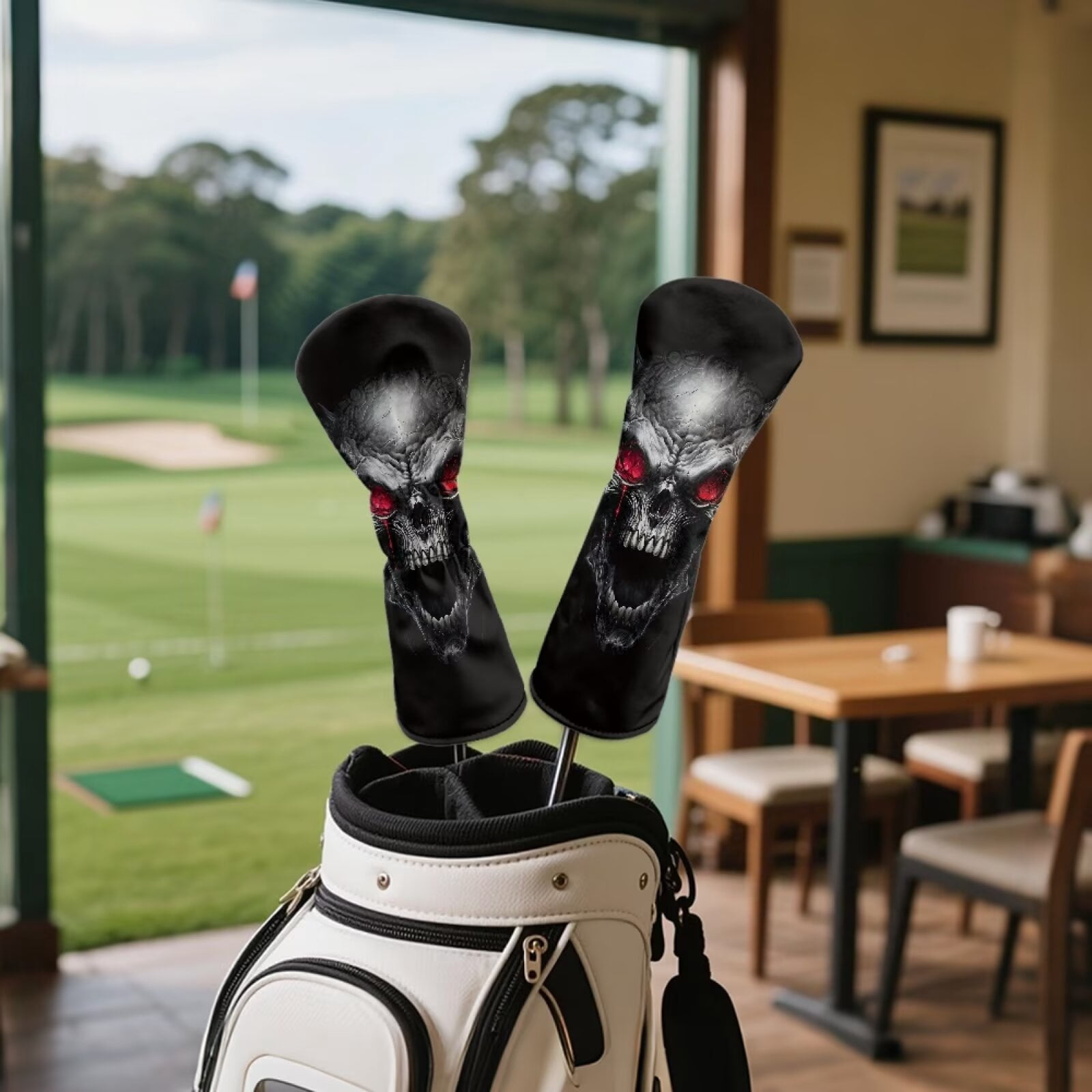 Uorisanigo Golf Club Head Covers for Driver, Fairway & Hybrid, 3Pcs Cool Skeleton Golf Club Headcovers Set with Soft Lining, PU Waterproof Accessories Gift for Women Men