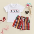 thumbnail image 2 of JUMEYU Boys Toddler Clothes Kids Toddler Boy Clothes Outfits Print Tee and Shorts 2 Pieces Summer Shorts Set 18 24 Months (White,18-24 Months), 2 of 9