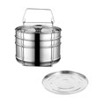 thumbnail image 1 of GUOOL Adults Lunch Box Stainless Steel Three Layer Food Steamer Basket Stackable Lunch with Steamed tool, 1 of 9