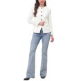 thumbnail image 2 of INSPIRE CHIC Women's Crewneck Button Down Long Sleeve Blazer Jacket White L, 2 of 6