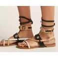 thumbnail image 4 of CAPE ROBBIN Womens Open Toe Strappy Ankle Cuff Colorblock Hardware Gladiator Flat Sandals, 4 of 5