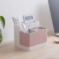 thumbnail image 4 of Desktop Storage Organizer Pencil Card Holder Box Container for Desk, Office Supplies, Vanity Table(White+Pink), 4 of 5