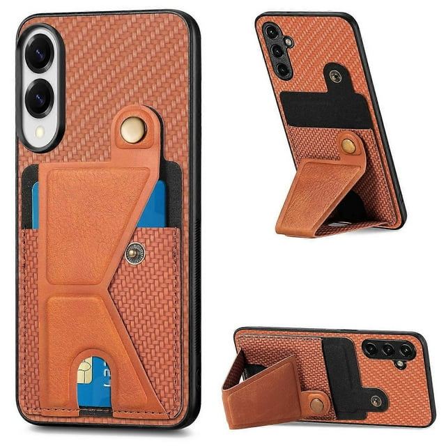 For Samsung Galaxy S25 Edge Case with K-Shaped Kickstand Leather Phone Back Cover - Green