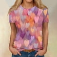 thumbnail image 2 of Garbnen Womens Valentine's Day Graphic Tees Short Sleeve Shirts for Women Casual Love Heart Print Crew Neck Dressy Pullover Blouse Tee, 2 of 4