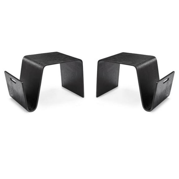 Home Square 26" Wood Rectangle End Table in Black - Set of 2