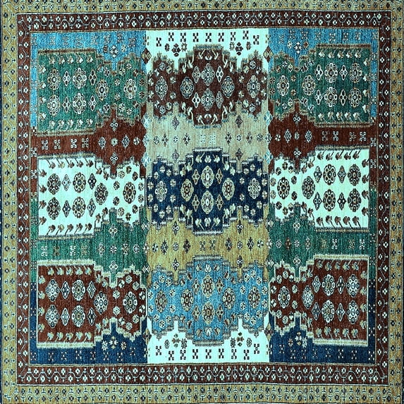 Ahgly Company Indoor Square Abstract Light Blue Modern Area Rugs, 7' Square