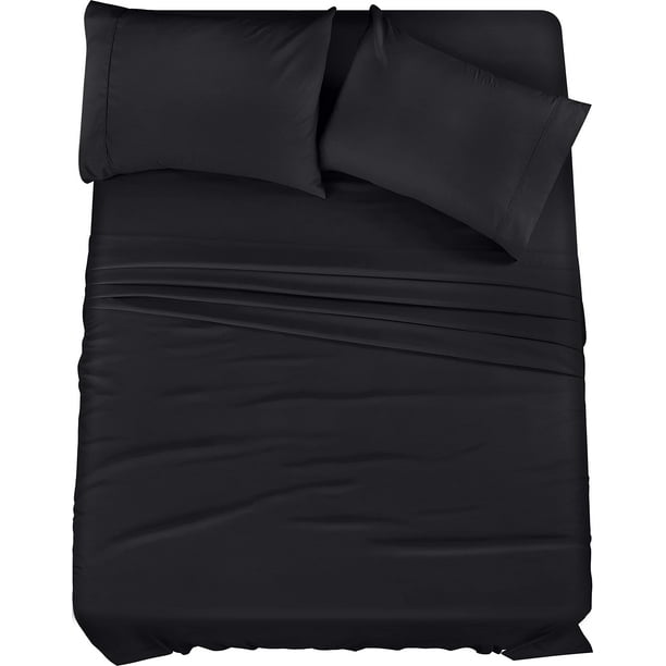 Juego de sábanas Utopia Bedding King de microfibra cepillada, color negro, 4 unidades