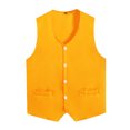 thumbnail image 3 of Zaldita Kids Volunteer Activities Outdoor Vest Button Up Waistcoat Boys Girls Waitress Uniform Yellow 7-8, 3 of 5