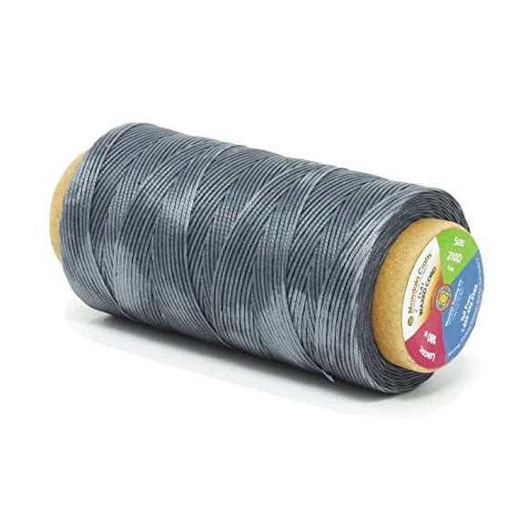 Fil Ciré Plat pour Couture en Cuir - Fil de Cire en Polyester pour Artisanat en Cuir Couture Reliure par Mandala Crafts 210D 1mm 197 Yards Gris