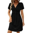 thumbnail image 4 of Zunfoe Vacation Dress for Women Casual Pleated Midi Dress Soft A-line Sleeveless Dress New Arrivals- Black, 4 of 9