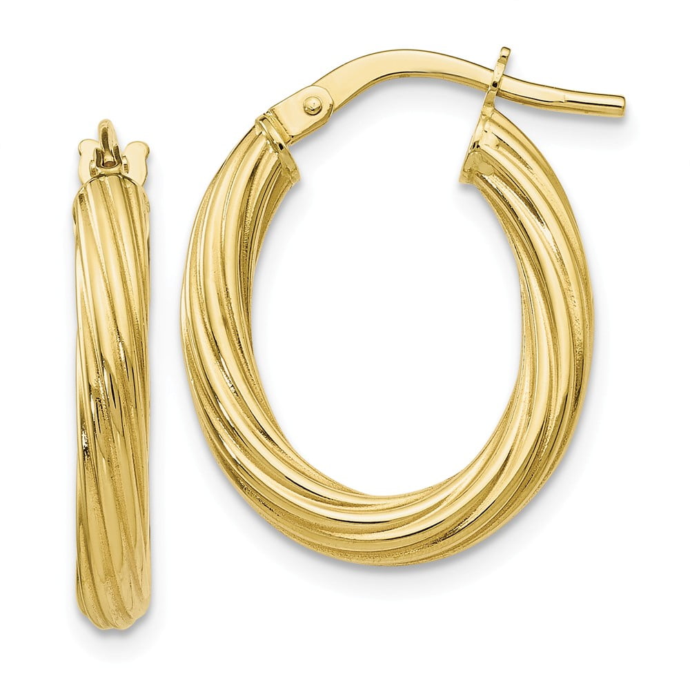16mm 10K Yellow Gold Twist Hoop Earrings 16mm 10K Yellow Gold Twist Hoop Earrings