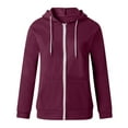 thumbnail image 3 of womens tops under $5 Dezsed Tops For Women Womens Hoodie Full Zip Long Sleeve Lightweight Sweatshirts Pockets Jacket Coat Wine B M, 3 of 5