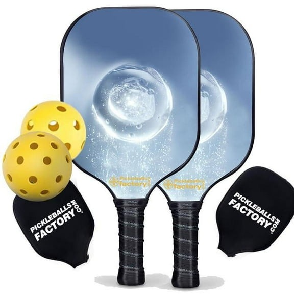 Pickleball Factory PB00012-3-C Pickleball Paddle Set - Crystal Clear Pickleball Paddles, Best Pickleball Set for Beginners, Carbonfiber Graphite