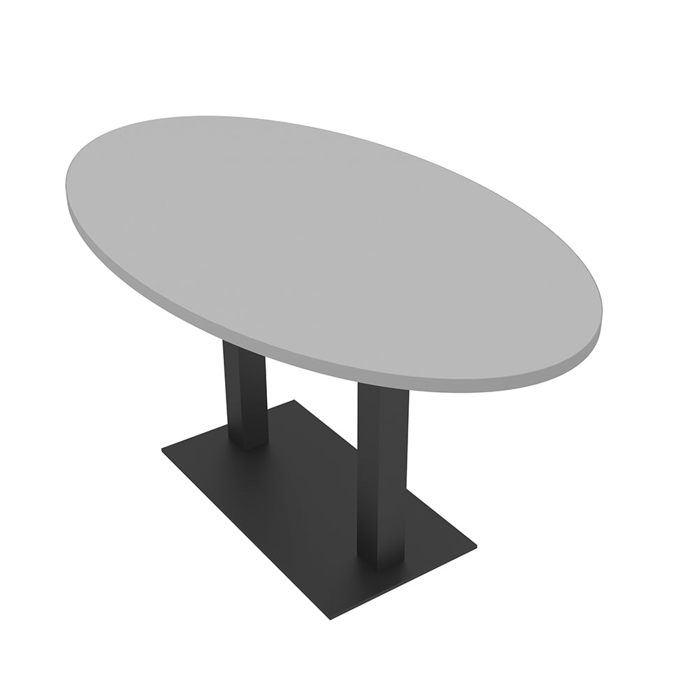 3X6 Oval Conference Room Table With Square Metal Base Electrical Unit