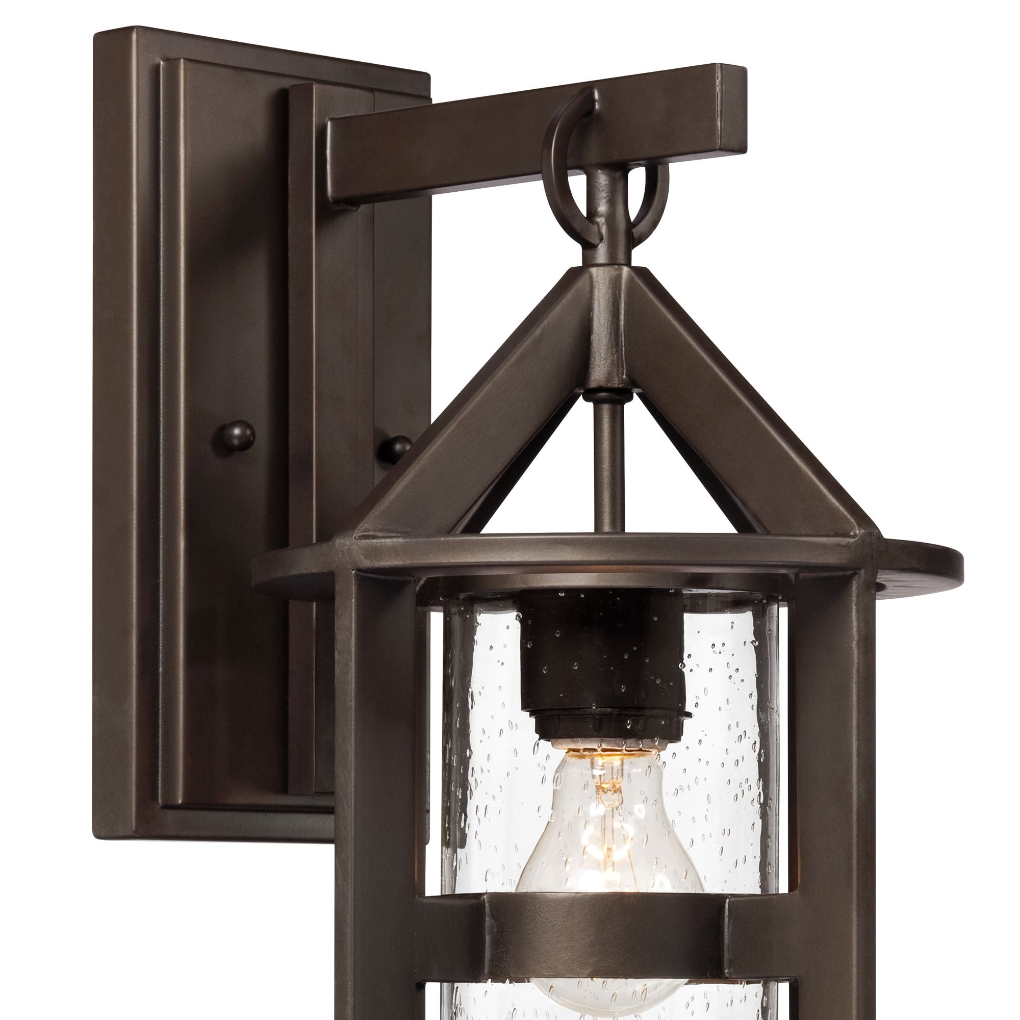 John Timberland Argentine Rustic Farmhouse Outdoor Wall Light Fixtures Set of 2 Bronze 17" Clear Seedy Glass for Post Exterior Barn Deck