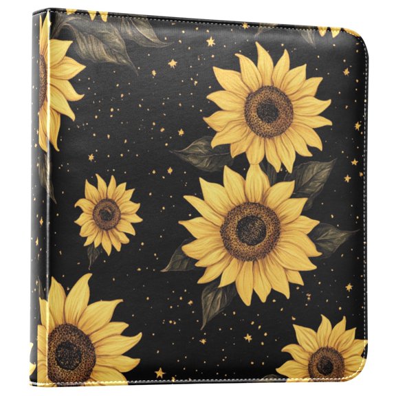 iauyy PU Leather Scrapbook Album | Expandable Binder with 20 Self-Adhesive Pages (11.8x24in)，Yellow Sunflower