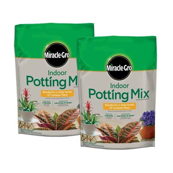 Miracle-Gro Indoor Potting Mix, Blended for a Variety of Houseplants, 6 qt., 2-Pack