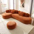 thumbnail image 4 of Kevinplus 134.63" Modern L Shape Sectional Sofa with 6 Pillows for Living Room, No Assembly Required, Orange, 4 of 19