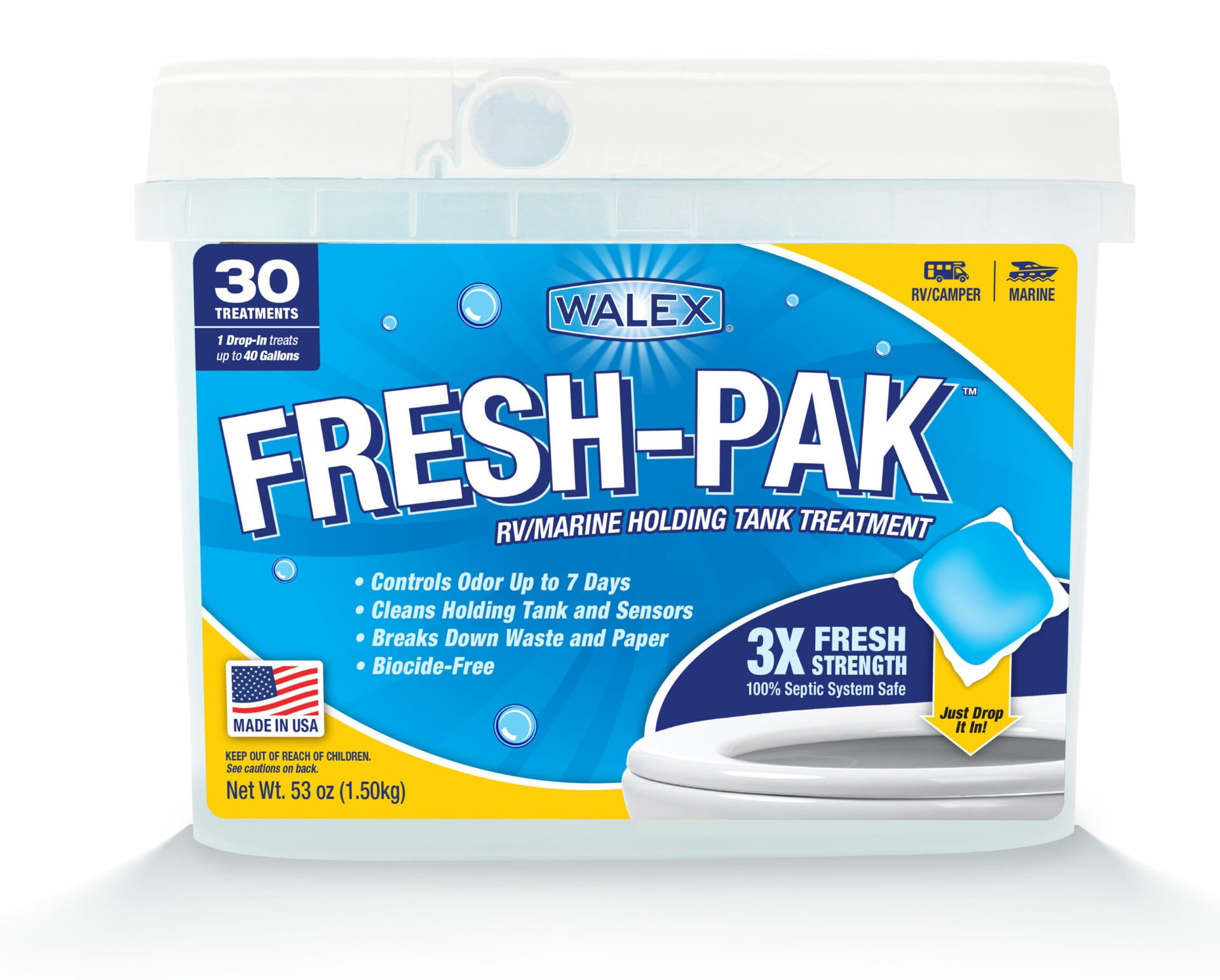 (2 pack) Walex Fresh-Pak RV & Marine Holding Tank Deodorizer, Fresh Scent, 30 Treatments