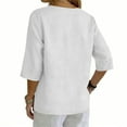 thumbnail image 6 of Solid Color 3/4 Sleeve V Neck T Shirt for Women Casual Buttoned Pullover Tops Loose Fit Lightweight Soft Tees for Summer Daily Outfits and Loungewear, 6 of 7