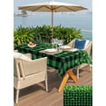 thumbnail image 4 of Outdoor Tablecloth with Umbrella Hole and Zipper, St. Patrick's Day Rectangle Table Cloth 60x120 Inch Waterproof Tablecloth, Spring Shamrocks Farmhouse Green Checkered Picnic Table Cover for Patio, 4 of 7