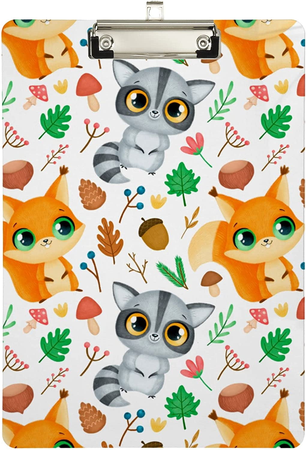 3-Ring Binder With Clipboard - Raccoon & Mushroom Design, 1.5 Inch Capacity, Holds Letter Size Paper (1 Pack)