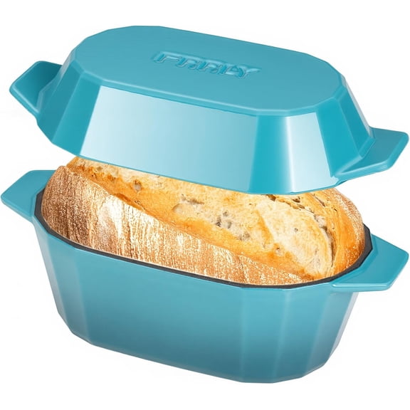 YANGLI Enameled Cast Iron Dutch Oven, 3QT Oval, Bread Baking Pan with Lid, Stovetop & Oven Safe
