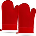 thumbnail image 1 of par de manoplas de horno de silicona, resistentes al calor, guantes de cocina con agarre texturiz antideslizante, guantes de parrilla flexibles para barbacoa y hornear (rojo), 1 of 1