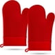 thumbnail image 1 of par de manoplas de horno de silicona, resistentes al calor, guantes de cocina con agarre texturiz antideslizante, guantes de parrilla flexibles para barbacoa y hornear (rojo), 1 of 3