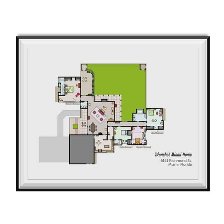 - Blanche's Miami Home Floor Plan Poster Golden Girls TV Show Wall Art Decor Gift