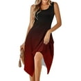 thumbnail image 6 of UPPADA Women's Hankerchief Hem Maxi Tank Dresses Summer Loose Fit Sleeveless Crew Neck Sundress Casual Ruffle A-Line Boho Dress Sales Today Wine,XXL, 6 of 7