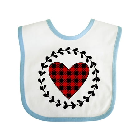 

Inktastic Valentines Day Buffalo Plaid Heart Gift Baby Girl Bib