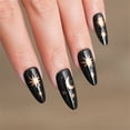 thumbnail image 4 of 24Pcs French Tip Almond Faux Nails with Star Designs Gothic Black Easy for Parties and Daily Wear, 4 of 8