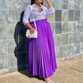 thumbnail image 2 of AURA Womens Elegant Pleated Maxi Skirt With Belt High Waist Office Work Urban Style, 2 of 3