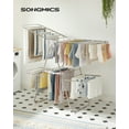 thumbnail image 4 of SONGMICS 2-Level Clothes Drying Rack Laundry Drying Rack with Height-Adjustable Wings 33 Drying Rails Sock Clips Silver and White, 4 of 7