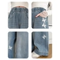 thumbnail image 7 of Girl's Rhinestone Sparkly Baggy Jeans Elastic Waist Straight Leg Denim Pants 5-15 Years, 7 of 7