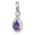 thumbnail image 1 of Pendentif en Argent Sterling Rhodié avec Diamant et Améthyste en Forme de Larme QP2966AM (MM x MM), 1 of 2