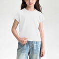 thumbnail image 4 of Amidoa Girls Short Sleeve Graphic Cute Cotton T-Shirts Kids Summer Tops Casual Soft Crewneck Tees Gray Size 3T, 4 of 5
