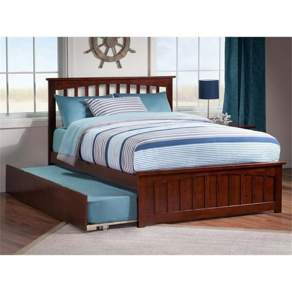 Leo & Lacey Urban Full Trundle Platform Bed in Walnut