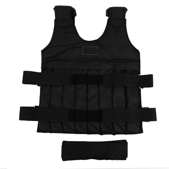 Chaleco lastrado ajustable con carga máxima de 20 kg para entrenamiento físico.