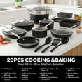 thumbnail image 3 of Granitestone 20 Pc Complete Pots and Pans Set Non Stick, Pot and Pan Set Cookware Set with Deep Frying Pan and Bakeware, Non Stick Pots and Pan Set with Utensils, Oven/Dishwasher Safe, Black, 3 of 7
