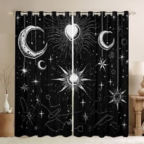 Feelyou Bohemian Sun Child Black Out Curtains, Tribal Astrology Moon Curtains Pack of 2 (42x63 Each), Mystic Mandala Style Bedroom Curtains, Window Curtains Home Decor
