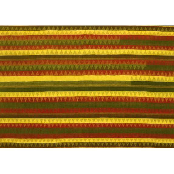 Ahgly Company Indoor Rectangle Abstract Yellow Contemporary Area Rugs, 4' x 6'